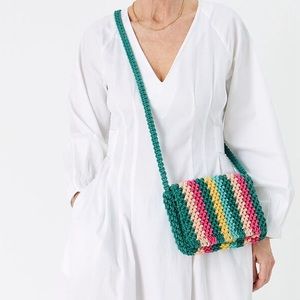 Accessorize London Stripe Macrame Crossbody Bag